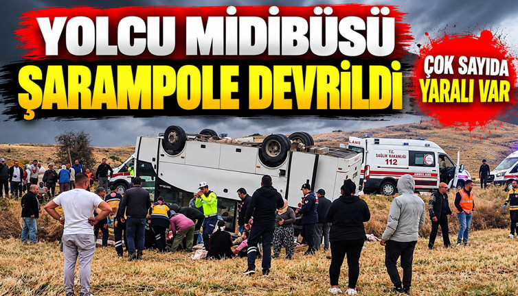Afyonkarahisar'da yolcu midibüsü şarampole devrildi: Çok sayıda yaralı var