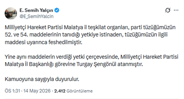 MHP Malatya il teşkilatı feshedildi - Resim : 1