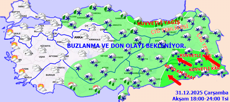T&uuml;rkiye&rsquo;nin yarıdan fazlasına sarı kodlu uyarı: Yılın son g&uuml;n&uuml; her yer donacak - Resim : 3