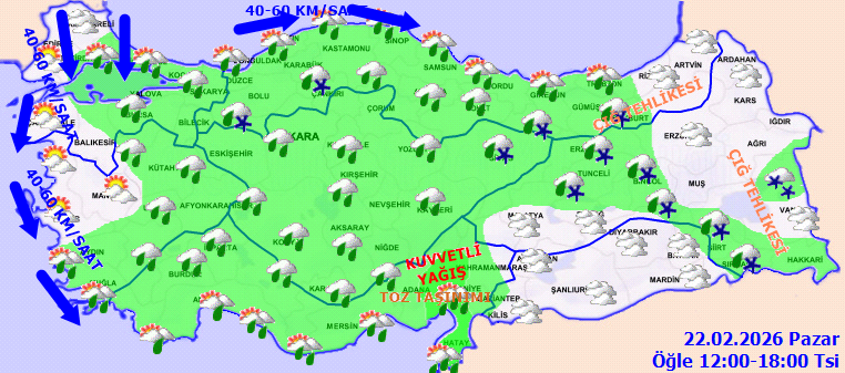 Meteoroloji açıkladı: Türkiye genelinde kuvvetli yağış ve fırtına alarmı (22 Şubat 2026) - Resim : 2