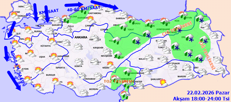 Meteoroloji açıkladı: Türkiye genelinde kuvvetli yağış ve fırtına alarmı (22 Şubat 2026) - Resim : 4