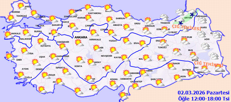 Meteoroloji a&ccedil;ıkladı: T&uuml;rkiye bug&uuml;n g&uuml;neş a&ccedil;acak, havalar ısınıyor (2 Mart 2026 Pazartesi) - Resim : 3