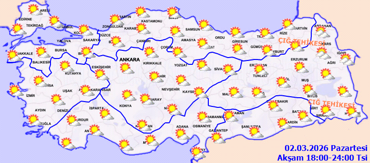 Meteoroloji a&ccedil;ıkladı: T&uuml;rkiye bug&uuml;n g&uuml;neş a&ccedil;acak, havalar ısınıyor (2 Mart 2026 Pazartesi) - Resim : 4