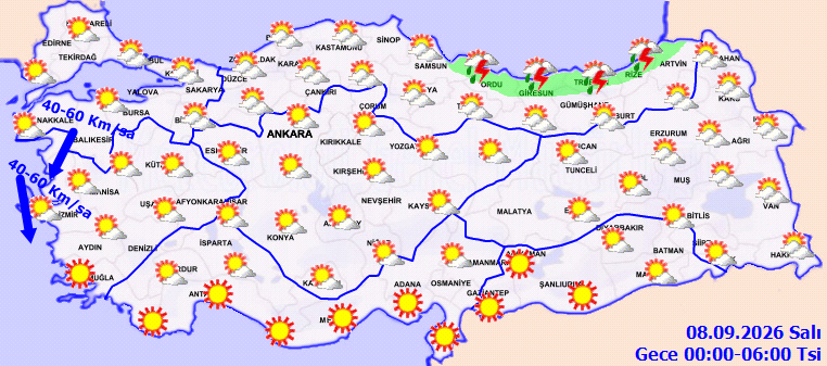 Meteoroloji duyurdu: Karadeniz'de yağış, Marmara ve Ege'de kuvvetli rüzgar (7 Eylül) - Resim : 4