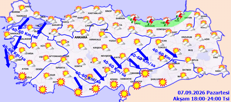 Meteoroloji duyurdu: Karadeniz'de yağış, Marmara ve Ege'de kuvvetli rüzgar (7 Eylül) - Resim : 3