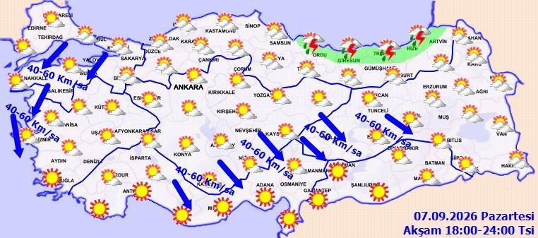 Meteoroloji saat saat uyardı: Gök gürültülü sağanak yağış bekleniyor (7 Eylül 2026) - Resim: 1