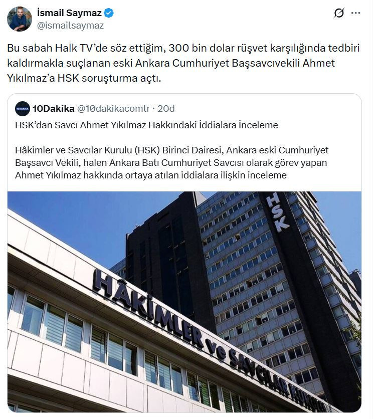 Eski Ankara Cumhuriyet Başsavcıvekili Ahmet Yıkılmaz&rsquo;a HSK'dan soruşturma - Resim : 1