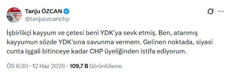 Tanju Özcan CHP'den istifa etti - Resim : 1
