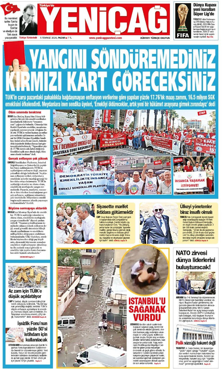 Yeniçağ Gazetesi: 'YANGINI SÖNDÜREMEDİNİZ KIRMIZI KART GÖRECEKSİNİZ' - Resim : 1