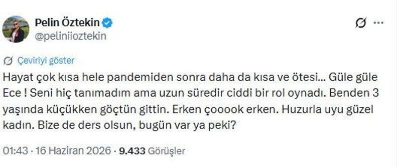 Genç oyuncunun ani vefatı sevenlerini derinden etkilemişti: Pelin Öztekin’in mesajı dikkat çekti - Resim : 3