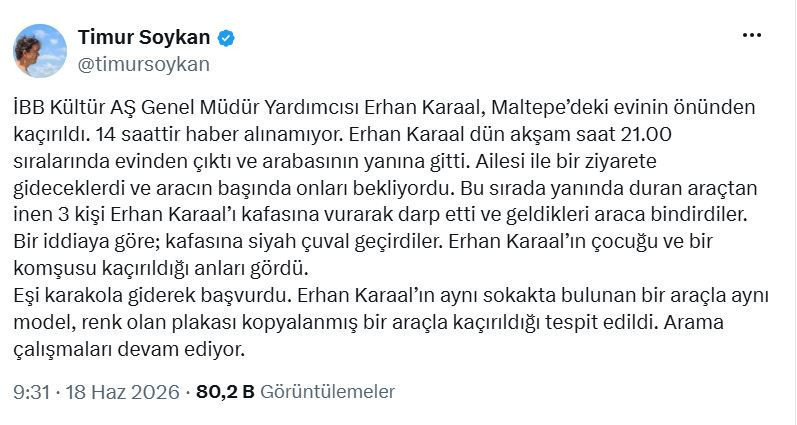 İBB Kültür A.Ş. Genel Müdür Yardımcısı kaçırıldı - Resim : 1