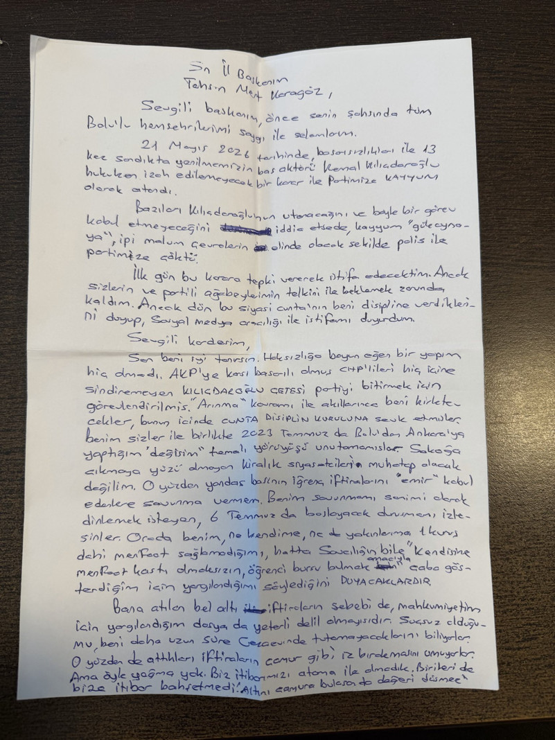 Tanju Özcan'dan istifa mektubu - Resim : 2
