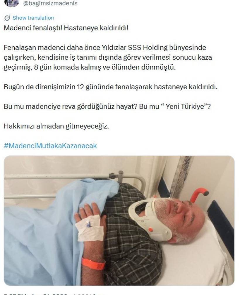 Bakanlık önünde 12 günlük direniş: Fenalaşan madenci hastaneye kaldırıldı - Resim : 3