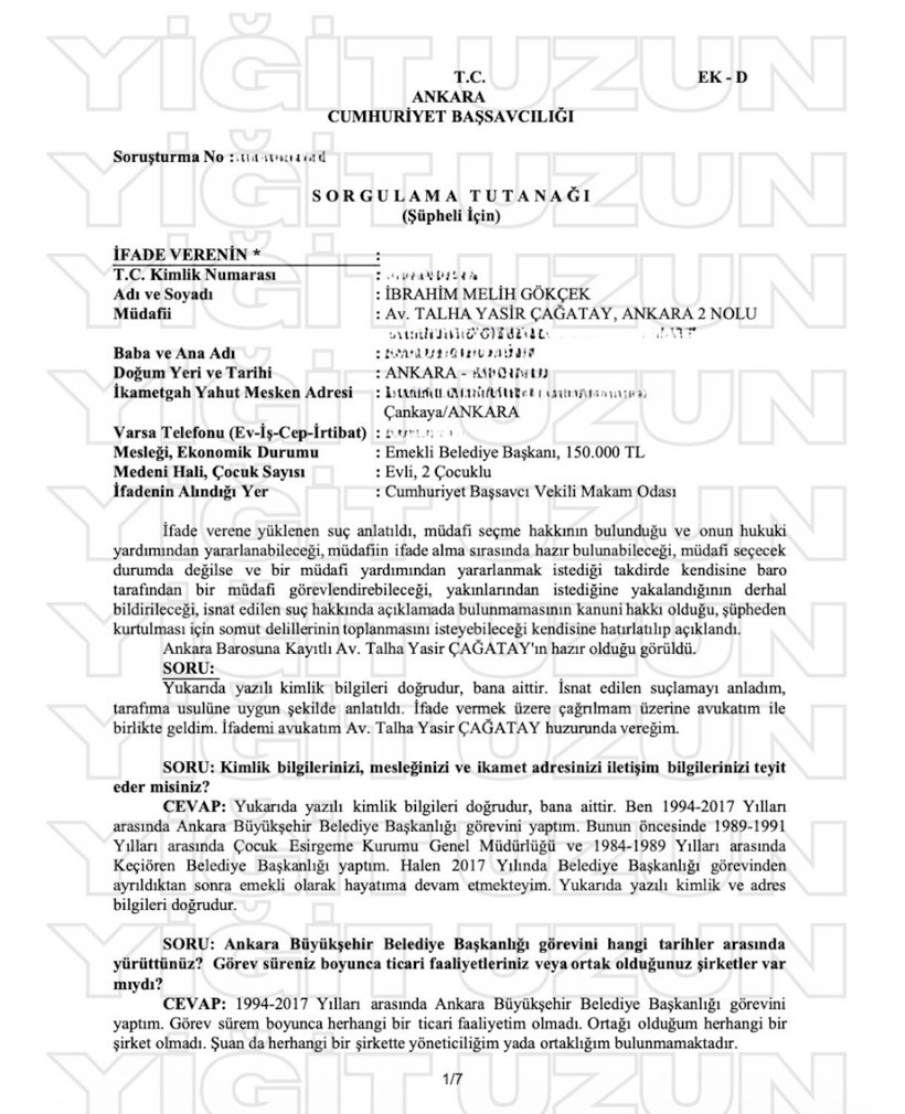 Melih Gökçek’ten savcılıkta “villa” açıklaması: 'Sattım, parasını oğluma verdim' - Resim : 1