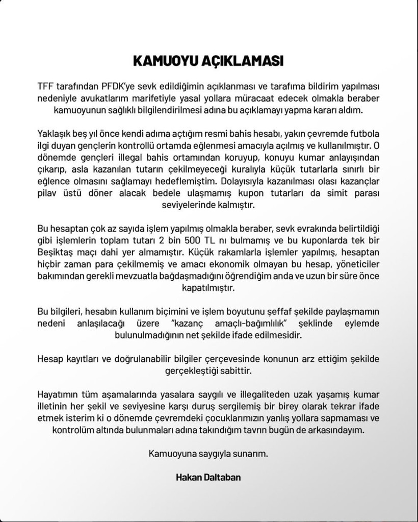 Beşiktaş'ta Hakan Daltaban'dan bahis açıklaması: 'Simit parası seviyelerinde' - Resim : 2
