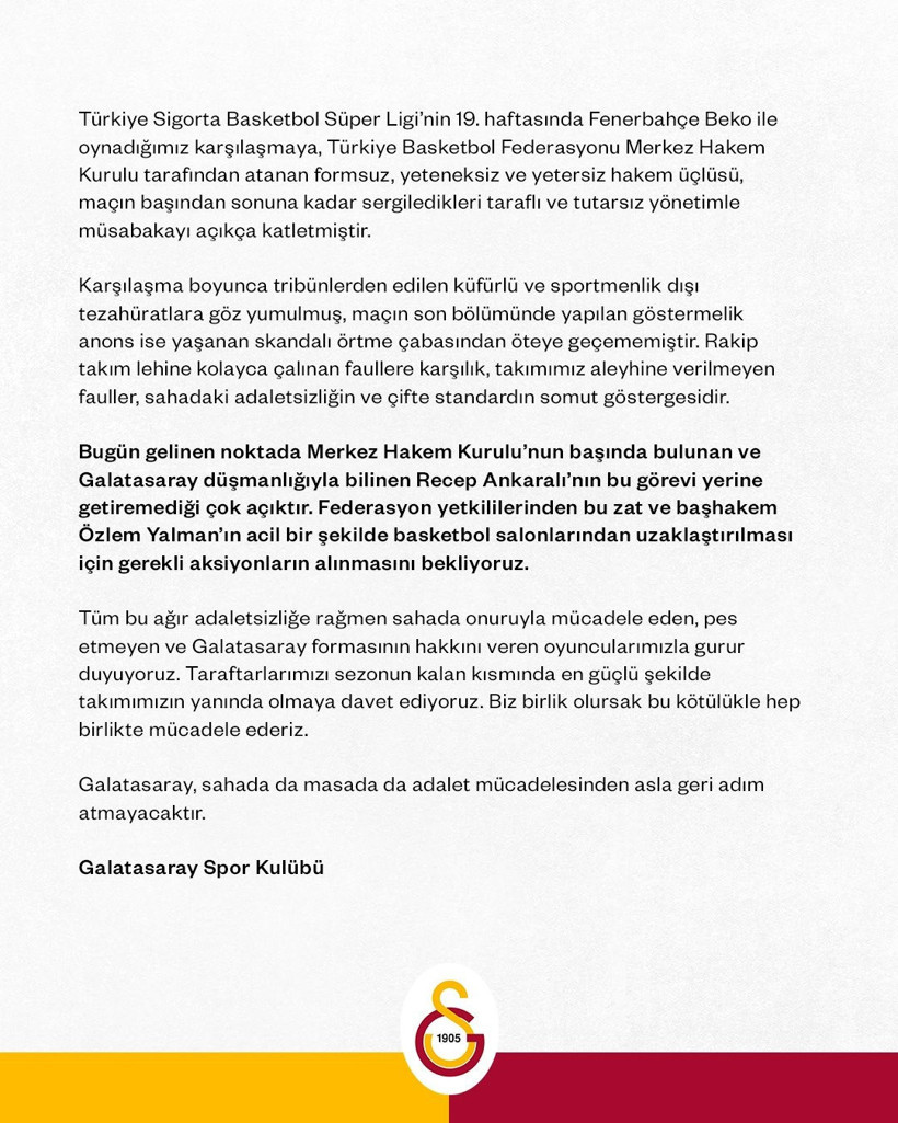 Galatasaray'dan Fenerbahçe derbisinin ardından MHK başkanına istifa çağrısı - Resim : 2