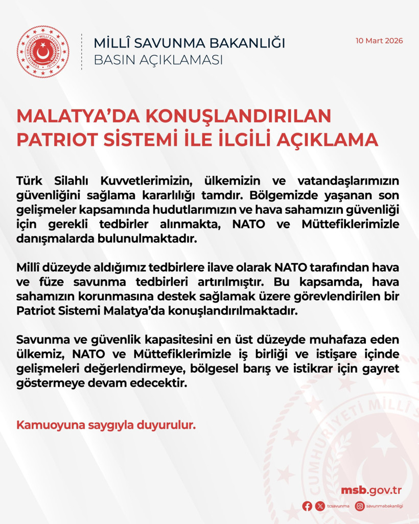 MSB duyurdu: Malatya'da Patriot Sistemi konuşlandırıldı - Resim : 1