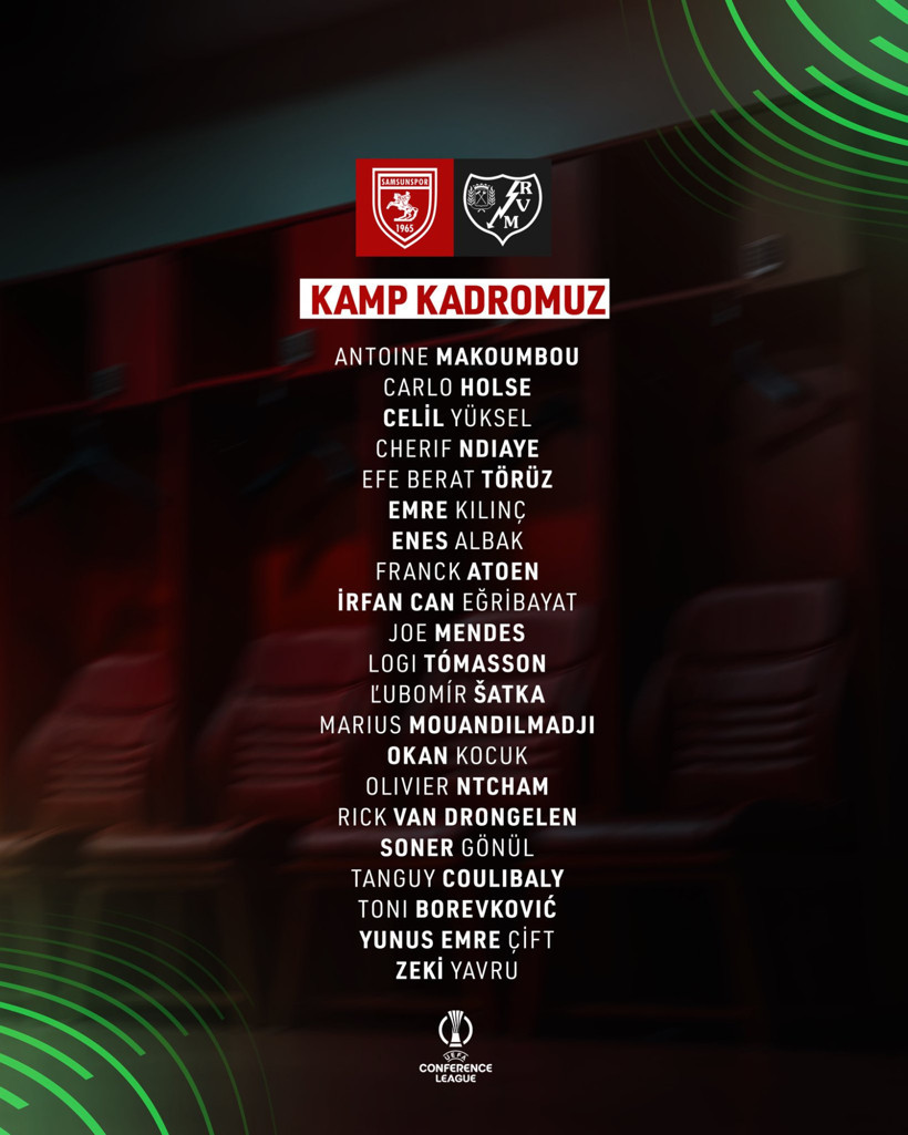 Samsunspor'un Rayo Vallecano maçı kamp kadrosu belli oldu - Resim : 2