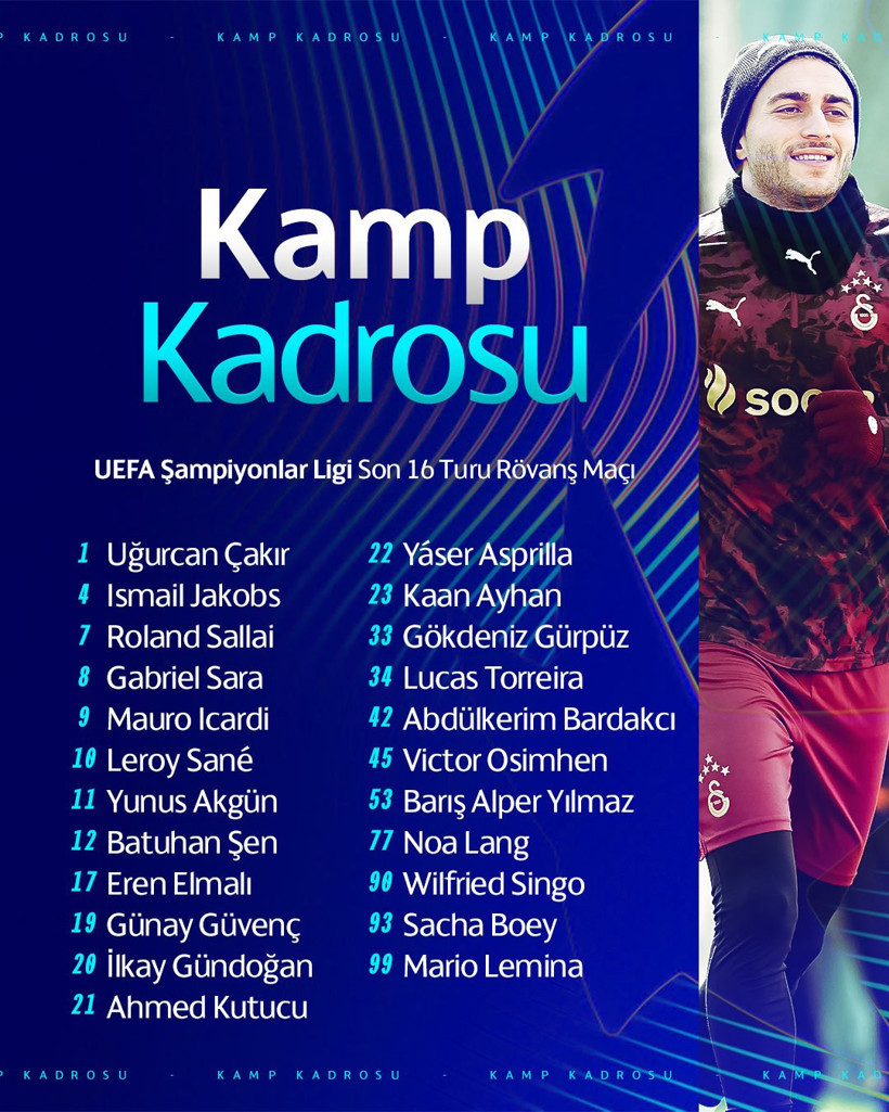 Galatasaray Liverpool maçı kamp kadrosunu açıkladı - Resim : 2