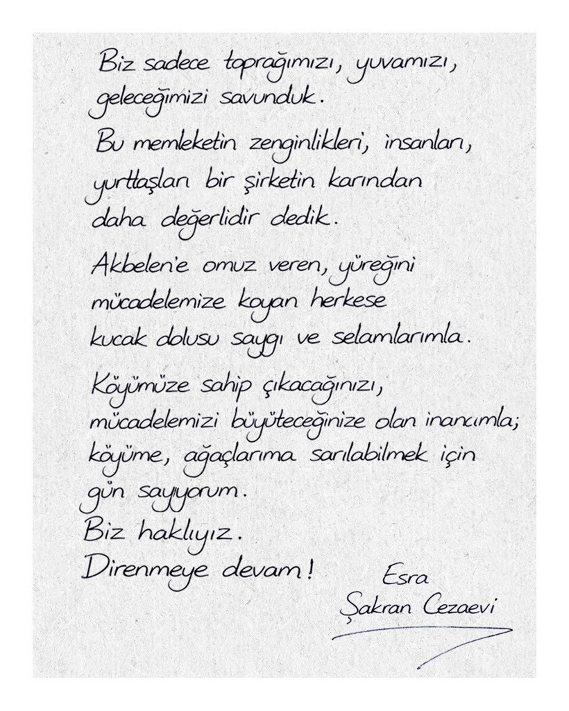 Akbelen'i savunduğu için tutuklanmıştı: Esra’dan yeni mektup var - Resim : 5