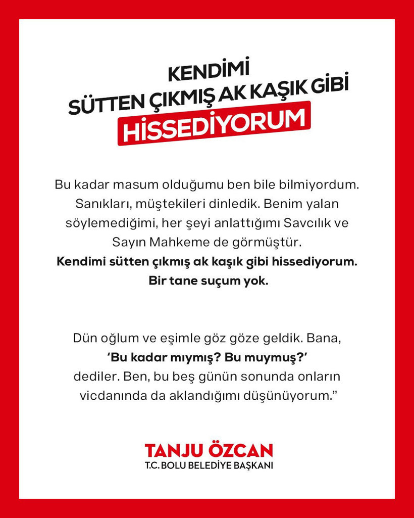 Tanju Özcan: Bu kadar masum olduğumu ben bile bilmiyordum, sütten çıkmış ak kaşık gibiyim - Resim : 1