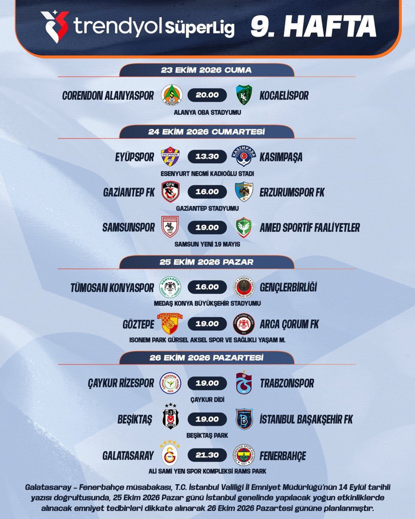 Süper Lig’de derbilerin tarihleri belli oldu: Fenerbahçe-Galatasaray ne zaman oynanacak? - Resim : 2