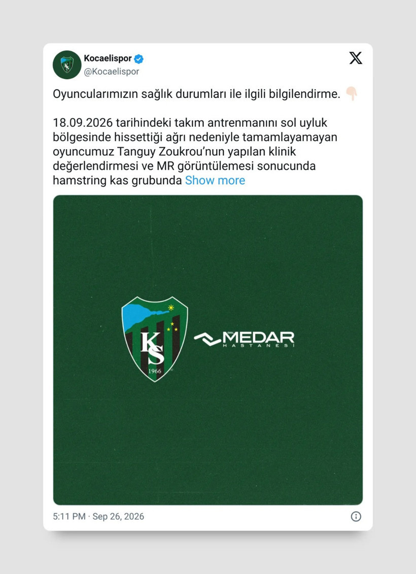Kocaelispor'da sakatlık alarmı: İki futbolcudan kötü haber - Resim : 2