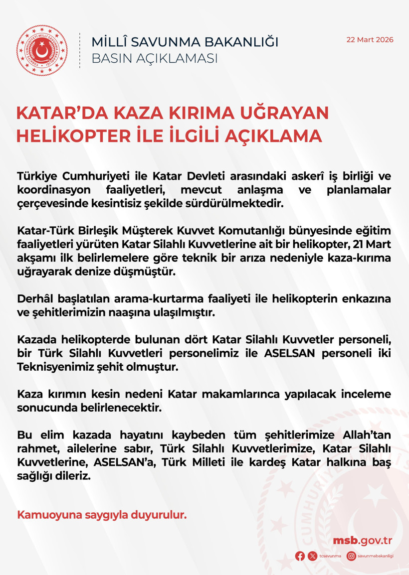 Katar’daki helikopterden acı haber: Şehitlerimiz var - Resim : 2