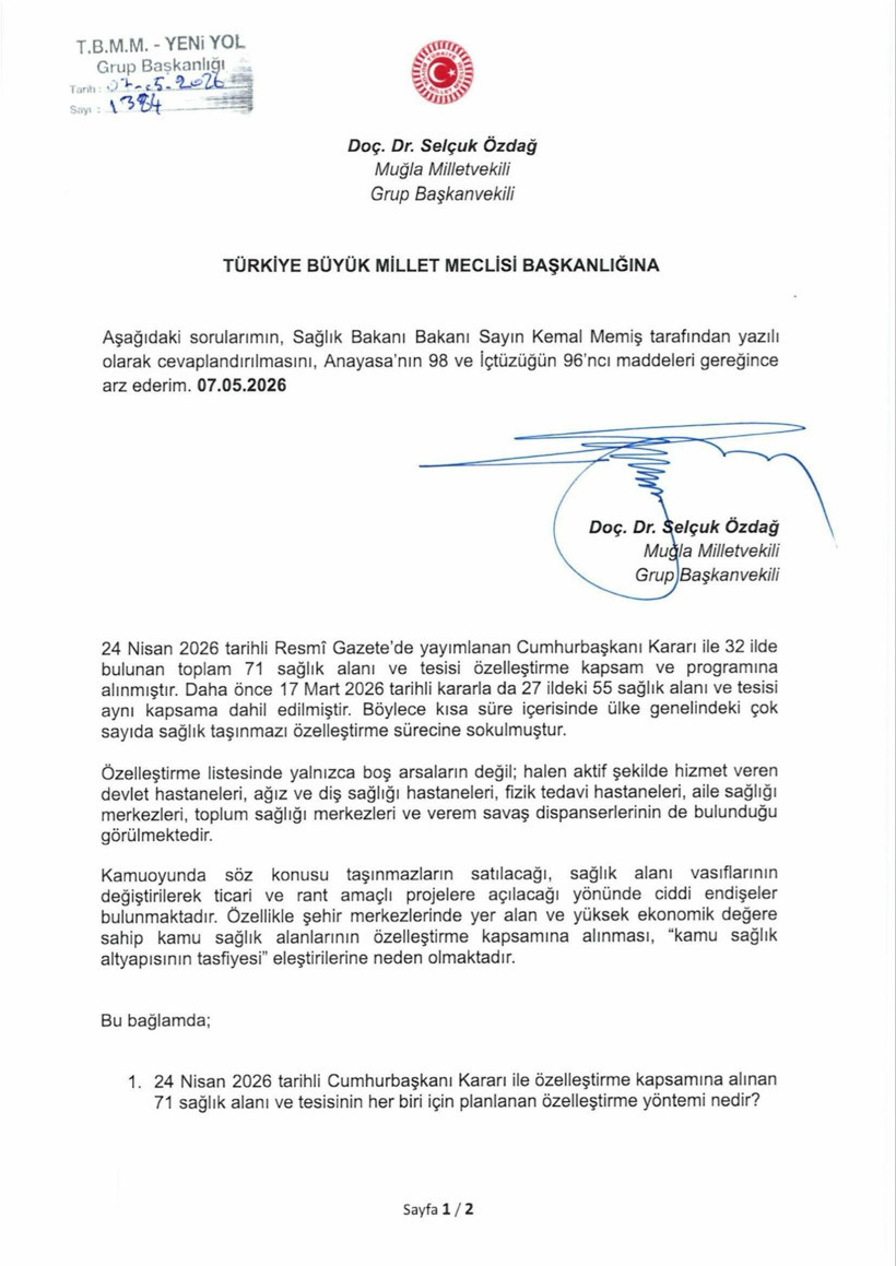 Sel&ccedil;uk &Ouml;zdağ a&ccedil;ıkladı: Kamu hastaneleri tek tek satılıyor - Resim : 1