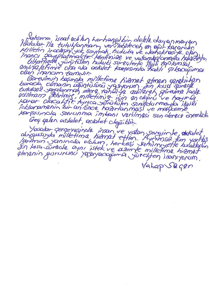 Vahap Seçer cezaevinden seslendi: Geç gelen adalet, adalet değildir - Resim : 1