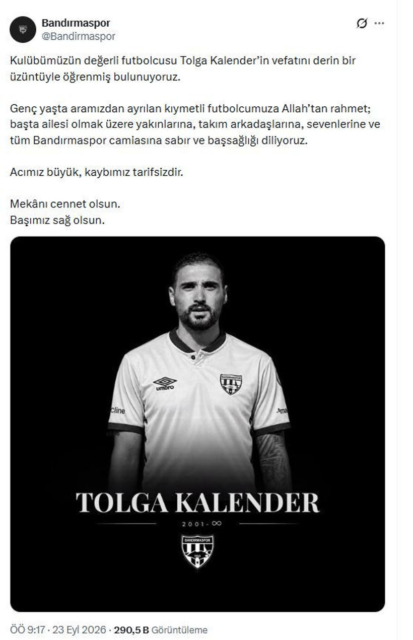 Bandırmaspor'dan acı haber: Tolga Kalender hayatını kaybetti - Resim : 2