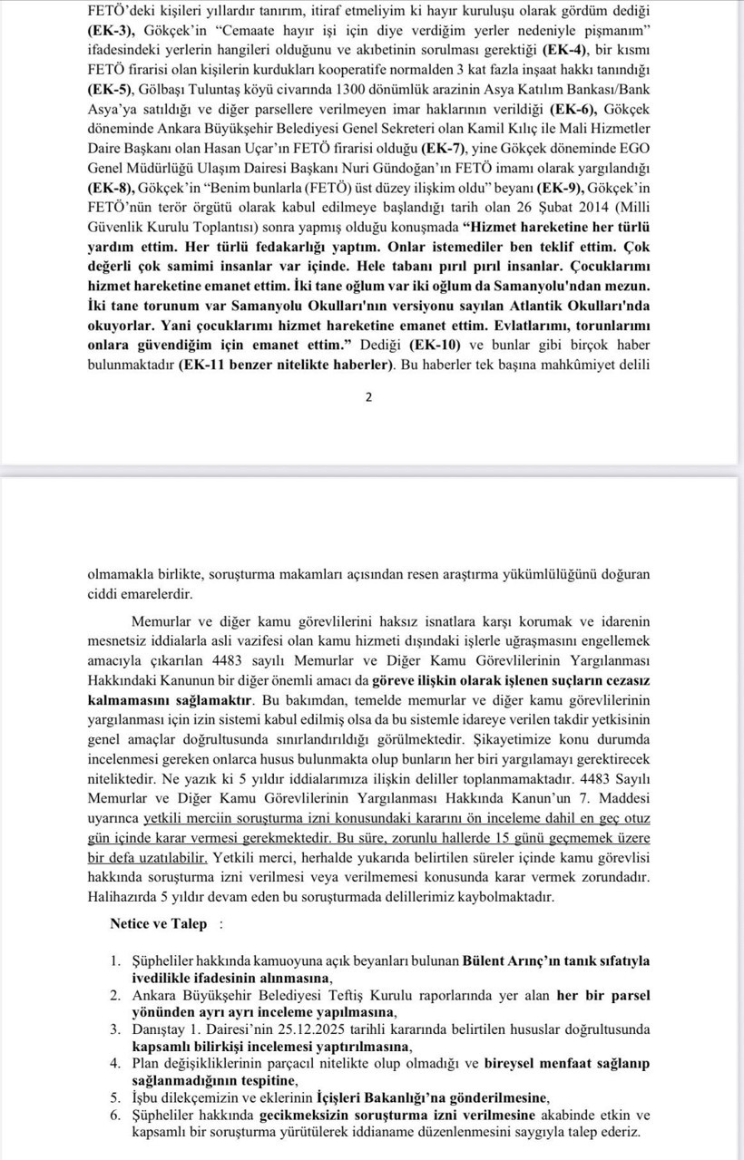Ankara Büyükşehir Belediyesi’nin Melih Gökçek hakkında savcılığa verdiği dilekçe ortaya çıktı - Resim : 2