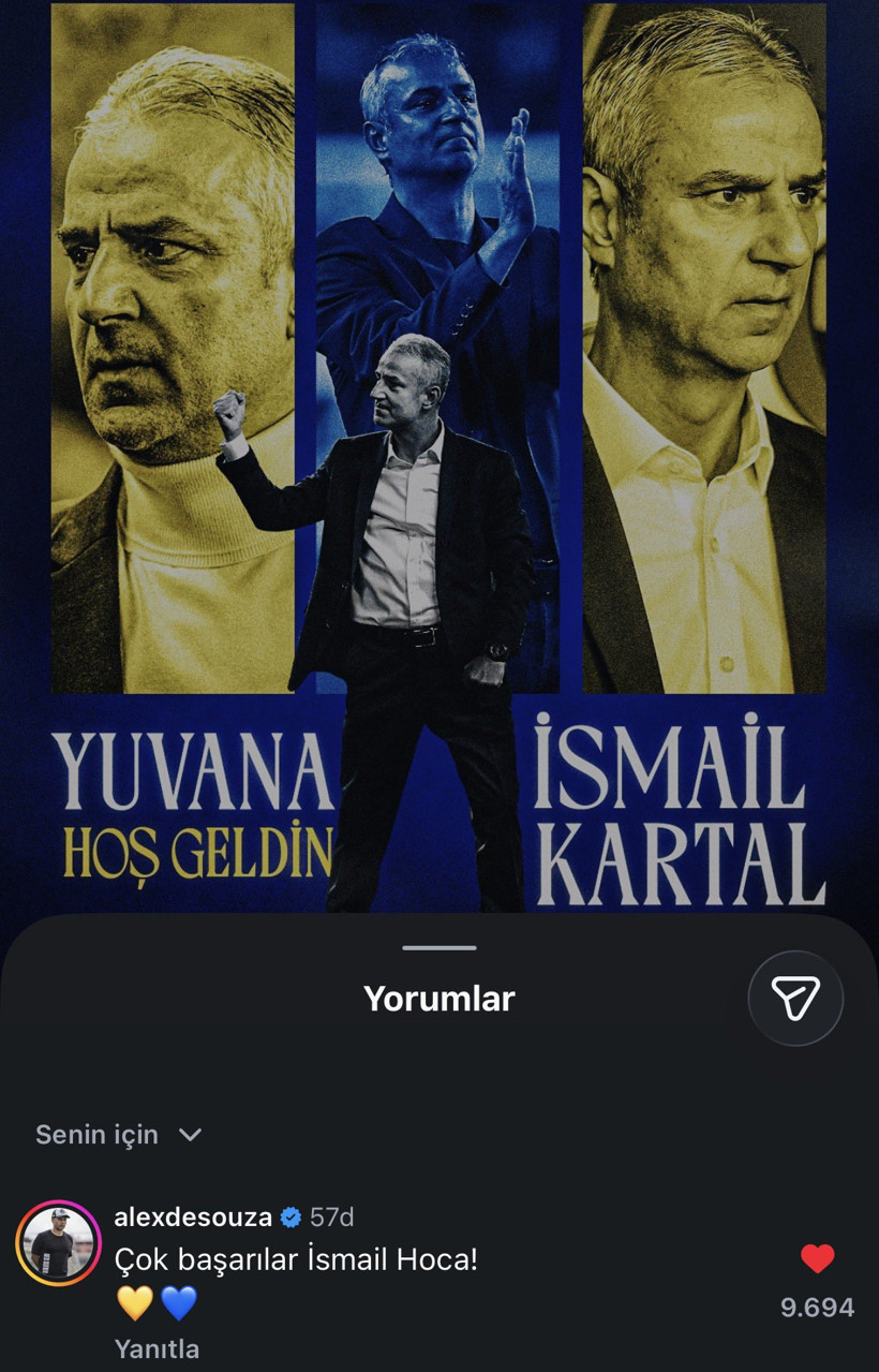Alex de Souza'dan İsmail Kartal'a destek - Resim : 1