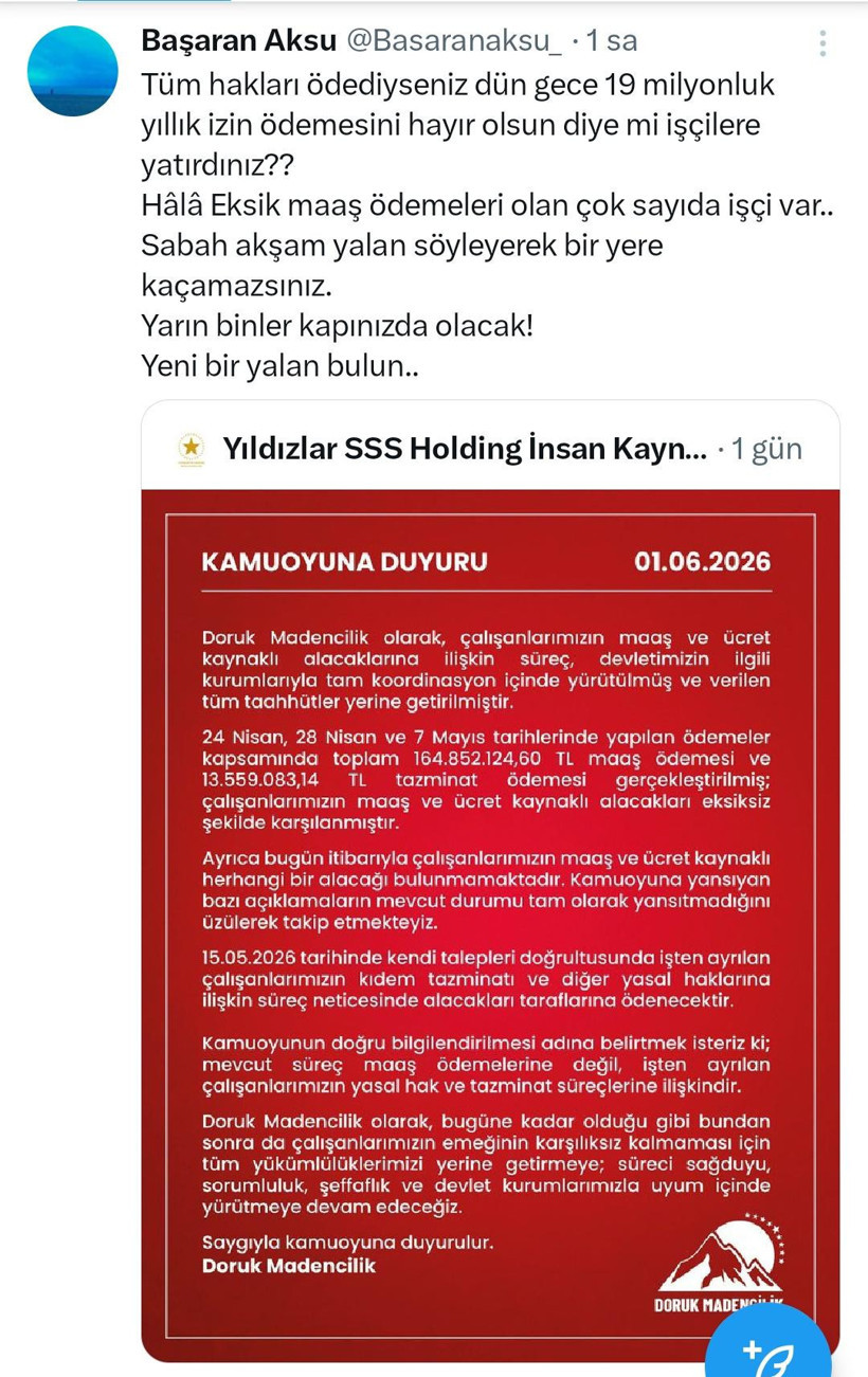 İşçilerin bütün haklarının ödendiği iddia edildi: Başaran Aksu yalanı deşifre etti - Resim : 1