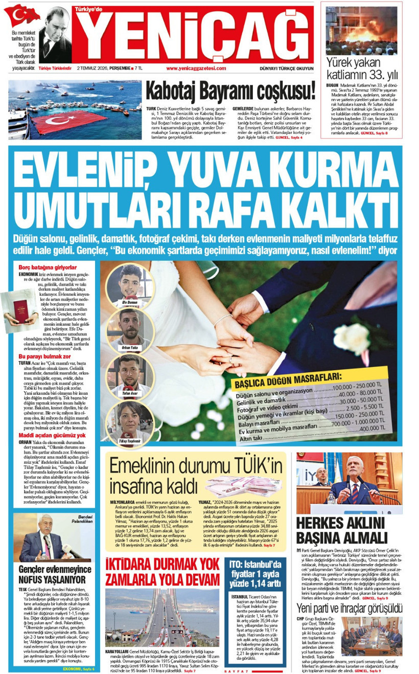 YENİÇAĞ Gazetesi: EVLENİP YUVA KURMA UMUTLARI RAFA KALKTI - Resim : 1