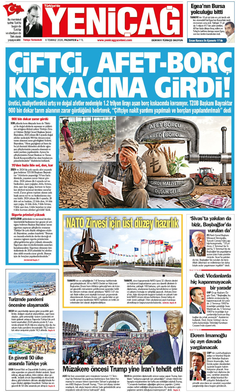 YENİÇAĞ Gazetesi: ÇİFTÇİ, AFET-BORÇ KISKACINA GİRDİ - Resim : 1