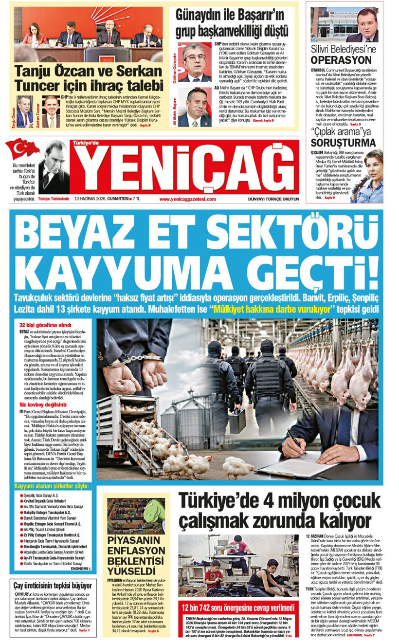 YENİÇAĞ Gazetesi: BEYAZ ET SEKTÖRÜ KAYYUMA GEÇTİ - Resim : 1