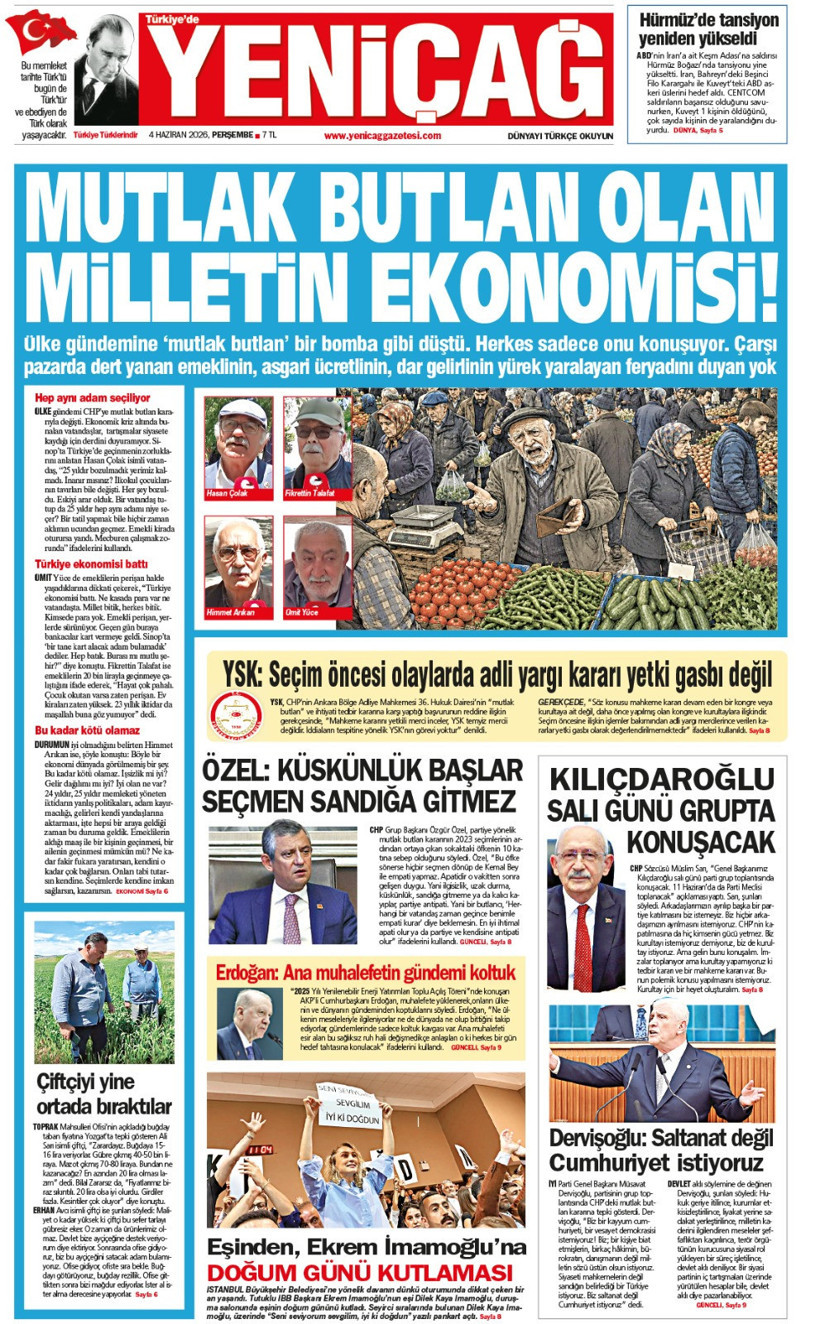 YENİÇAĞ Gazetesi: MUTLAK BUTLAN OLAN MİLLETİN EKONOMİSİ! - Resim : 1
