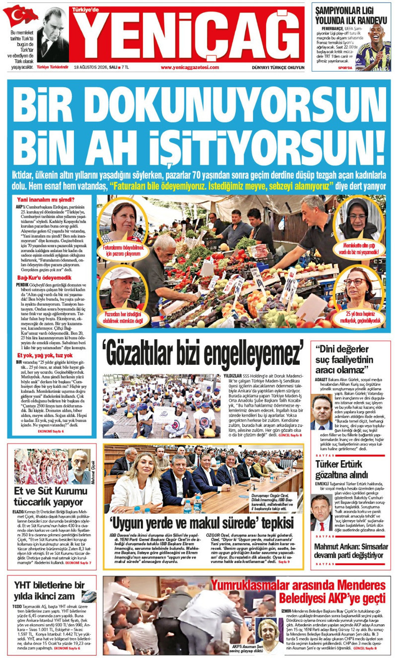 YENİÇAĞ Gazetesi: BİR DOKUNUYORSUN BİN AH İŞİTİYORSUN - Resim : 1