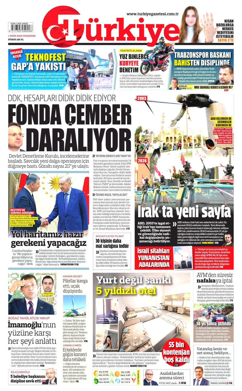 1 Ekim Perşembe günü: Gazeteler hangi manşetle çıktı? - Resim: 10