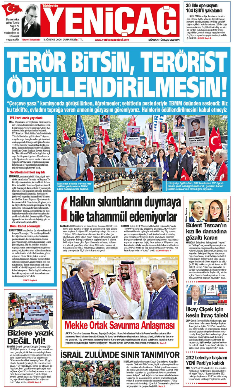 YENİÇAĞ Gazetesi: TERÖR BİTSİN, TERÖRİST ÖDÜLLENDİRİLMESİN - Resim : 1