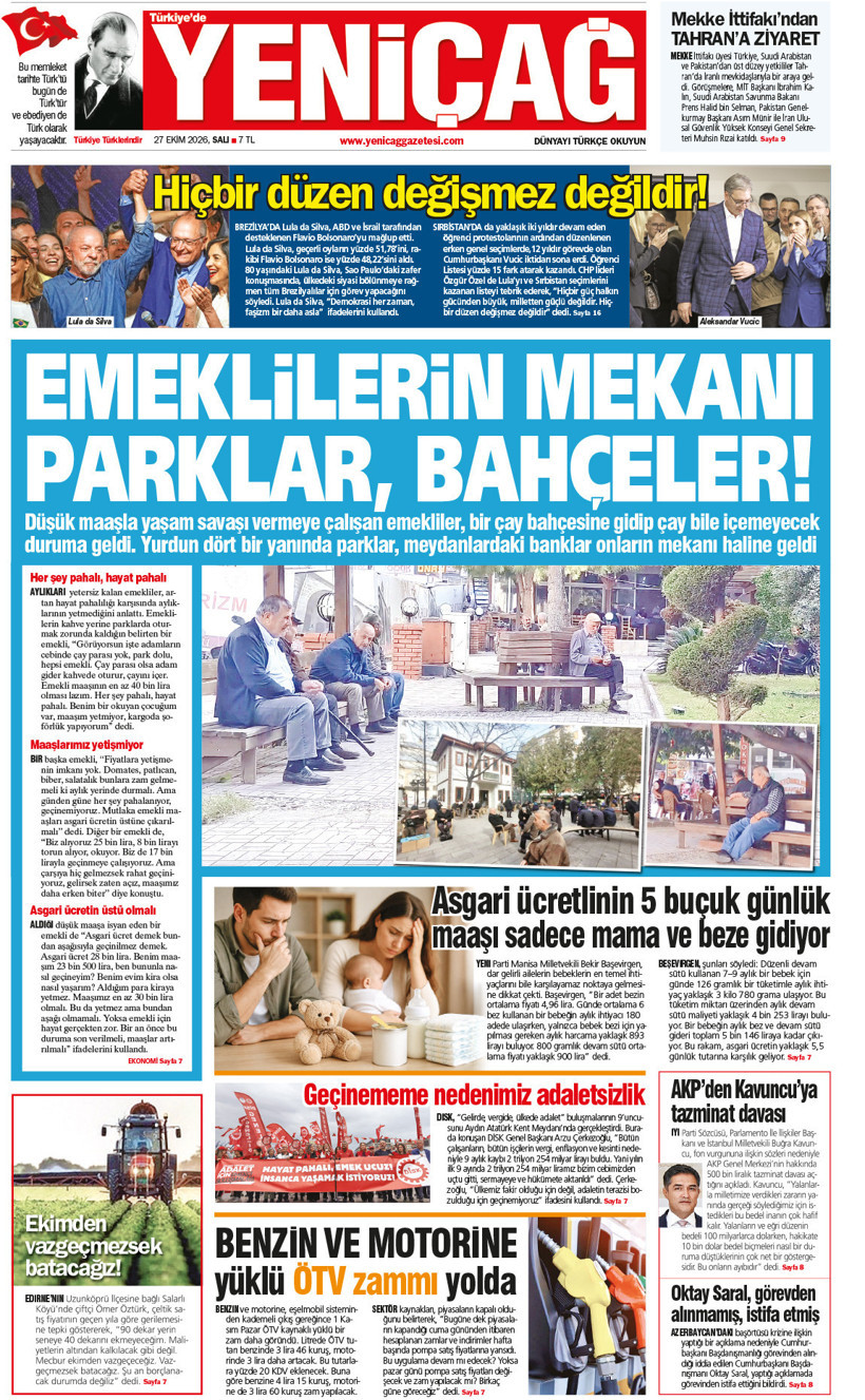 YENİÇAĞ Gazetesi: Emeklilerin mekanı parklar, bahçeler - Resim : 1