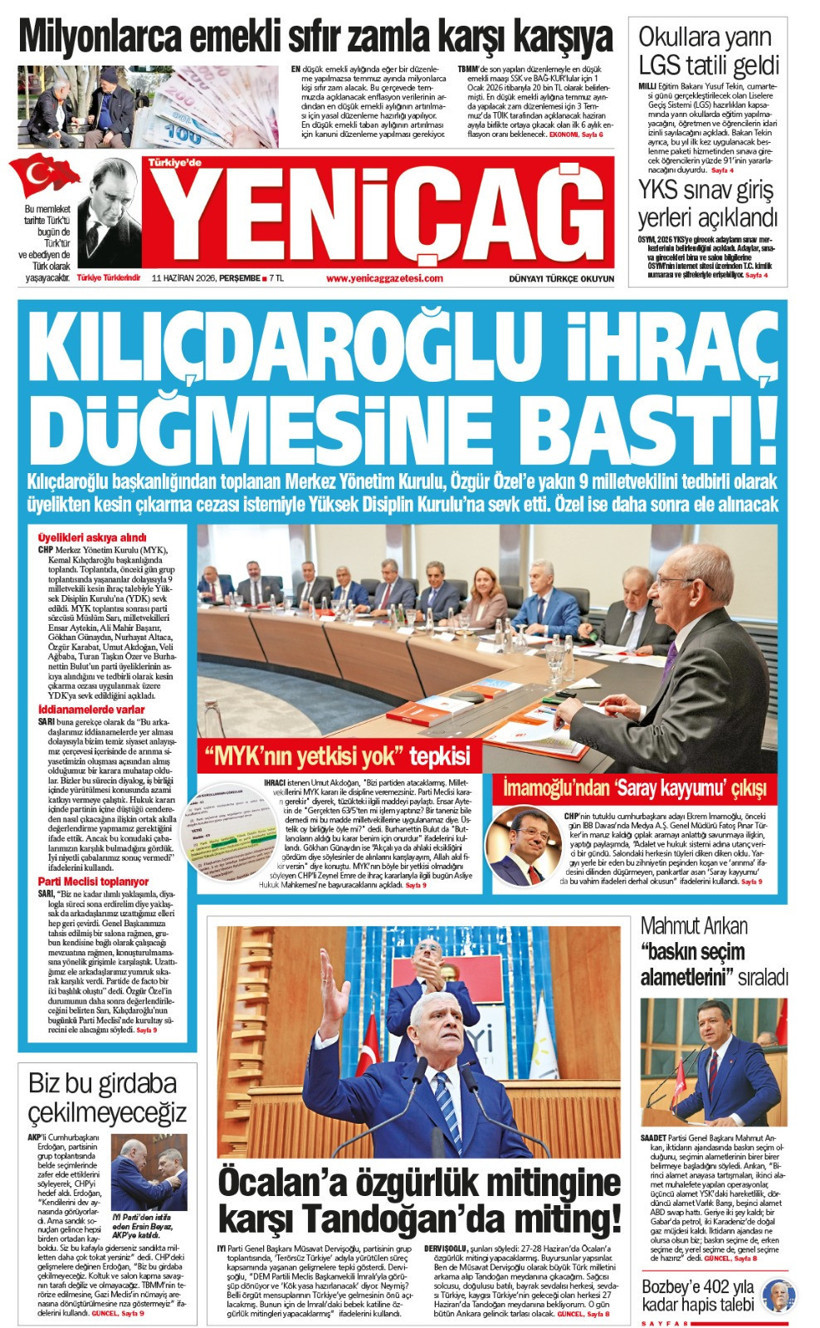 YENİÇAĞ Gazetesi: KILIÇDAROĞLU İHRAÇ DÜĞMESİNE BASTI - Resim : 1