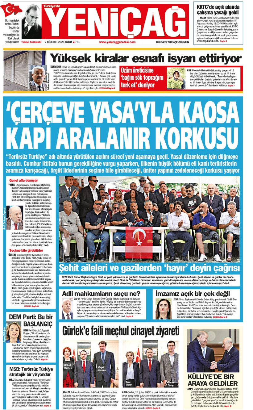 YENİÇAĞ Gazetesi: ‘ÇERÇEVE YASA’YLA KAOSA KAPI ARALANIR KORKUSU - Resim : 1