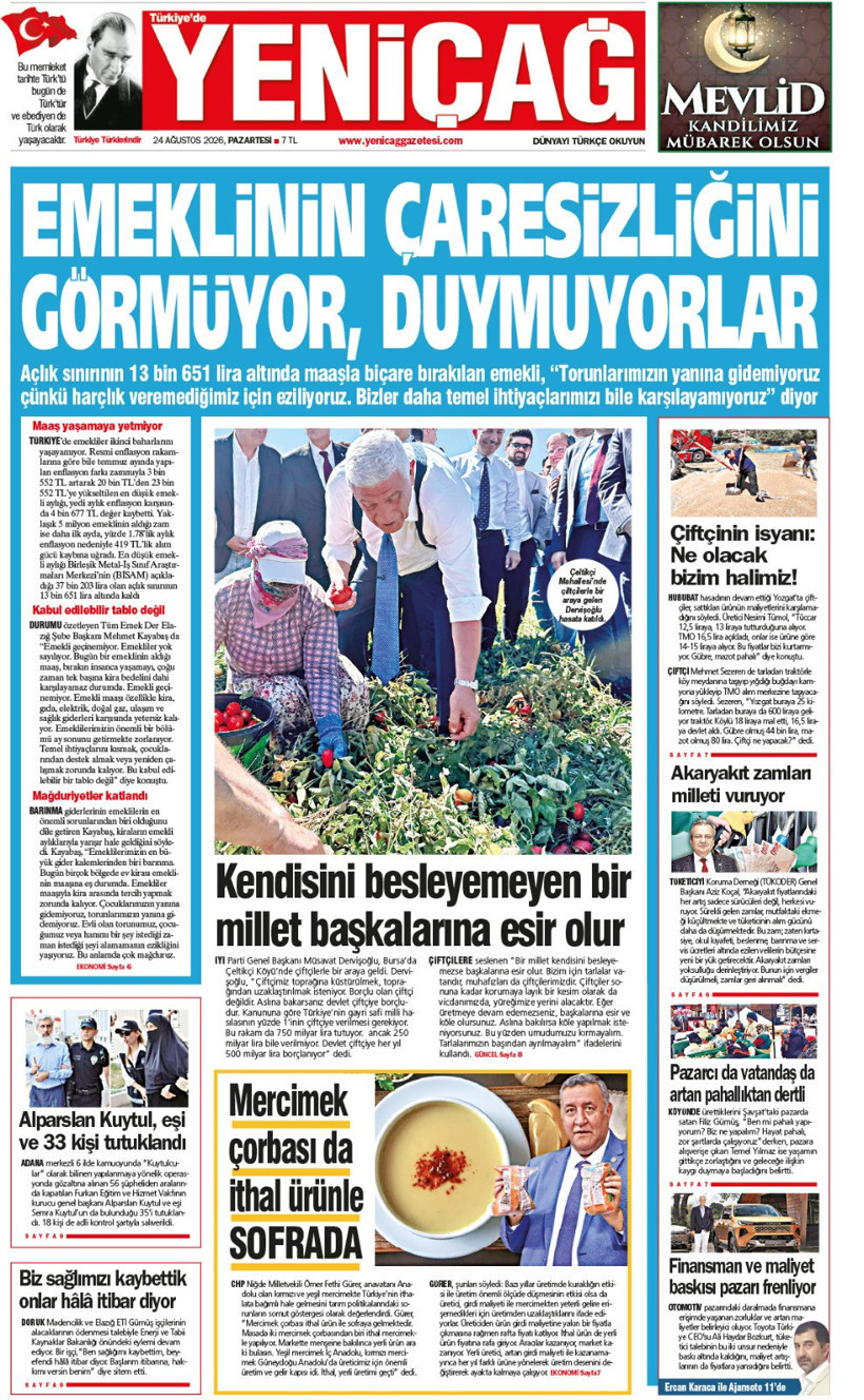 YENİÇAĞ Gazetesi: EMEKLİNİN ÇARESİZLİĞİNİ GÖRMÜYOR, DUYMUYORLAR - Resim : 1