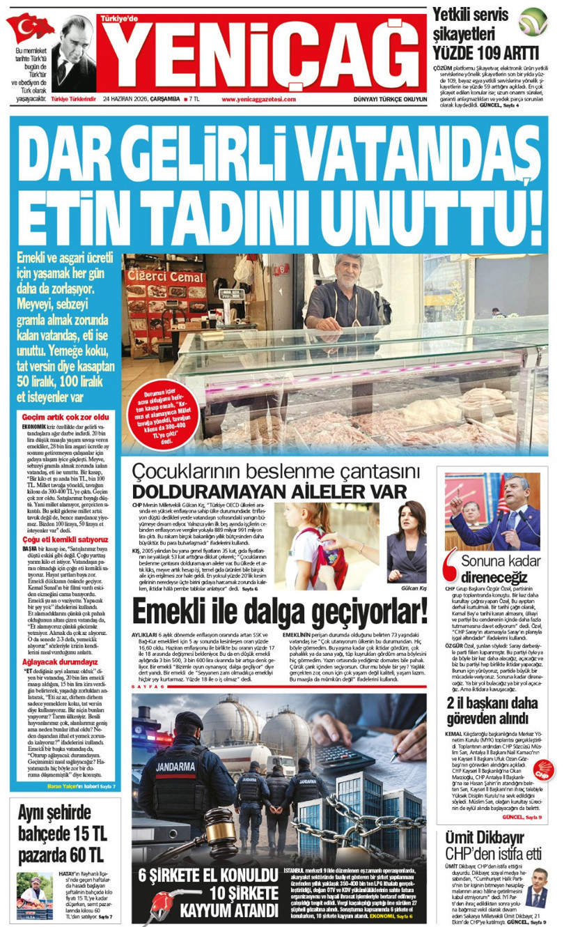 YENİÇAĞ Gazetesi: DAR GELİRLİ VATANDAŞ ETİN TADINI UNUTTU - Resim : 1