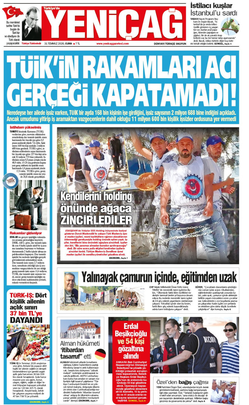 YENİÇAĞ Gazetesi: TÜİK’IN RAKAMLARI ACI GERÇEĞİ KAPATAMADI - Resim : 1