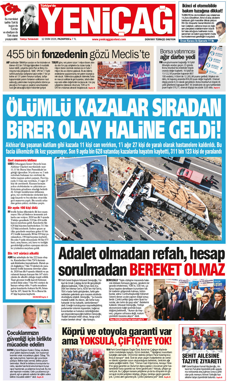 YENİÇAĞ Gazetesi: Ölümlü kazalar sıradan birer olay haline geldi - Resim : 1