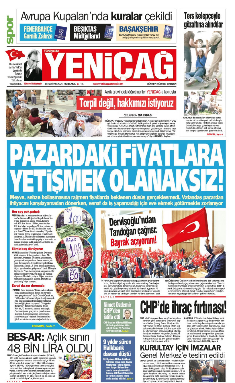 YENİÇAĞ Gazetesi: PAZARDAKİ FİYATLARA YETİŞMEK OLANAKSIZ! - Resim : 1