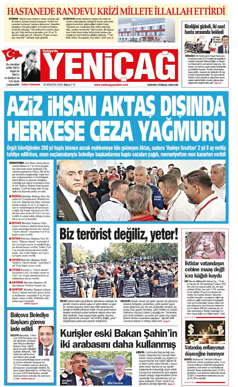 YENİÇAĞ Gazetesi: AZİZ İHSAN AKTAŞ DIŞINDA HERKESE CEZA YAĞMURU - Resim : 1